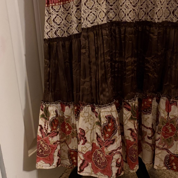 Venezia Vintage Denim Jean Patchwork Beaded Bohemian Skirt - Picture 6 of 8